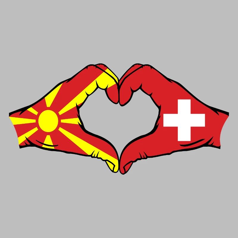 Macédoine Suisse Drapeau Mains Coeur Forme