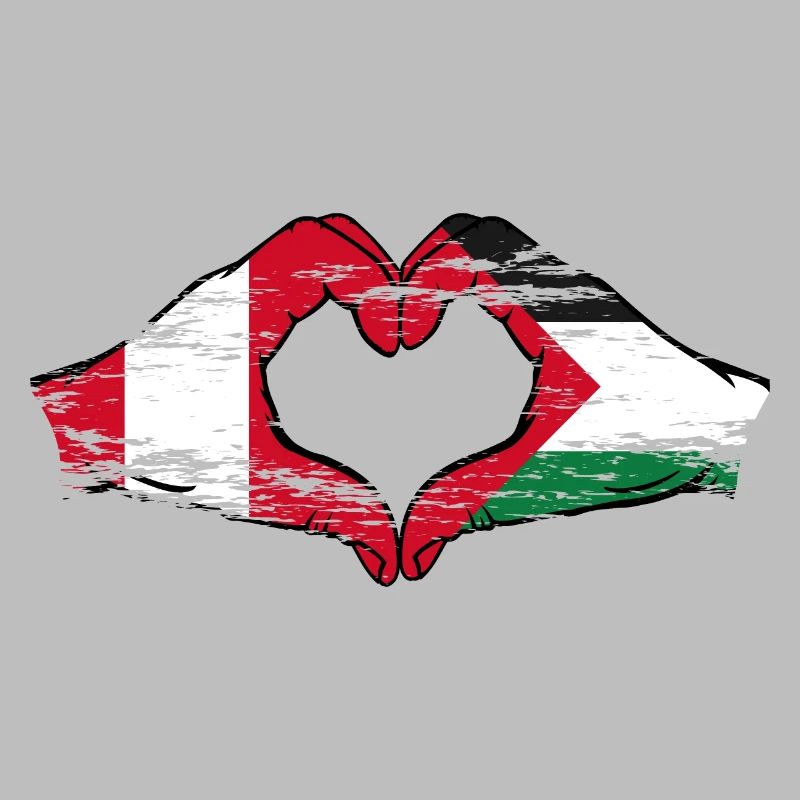 Peru Palestine heart shape with hands used