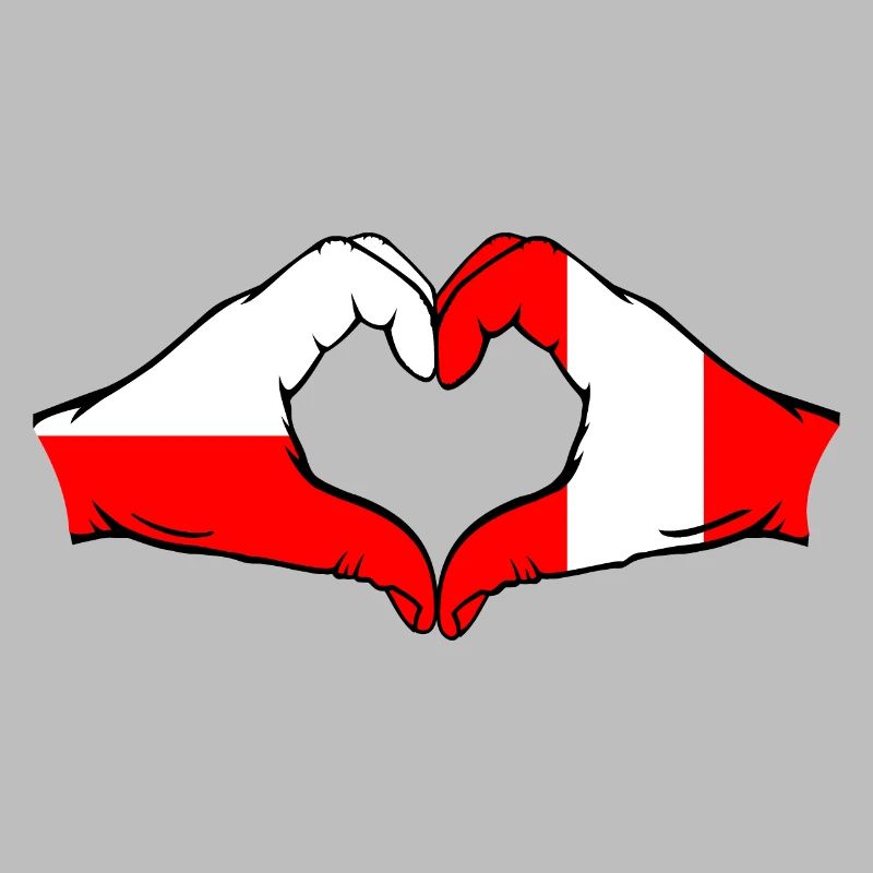 Pologne Pérou Drapeau Forme Coeur