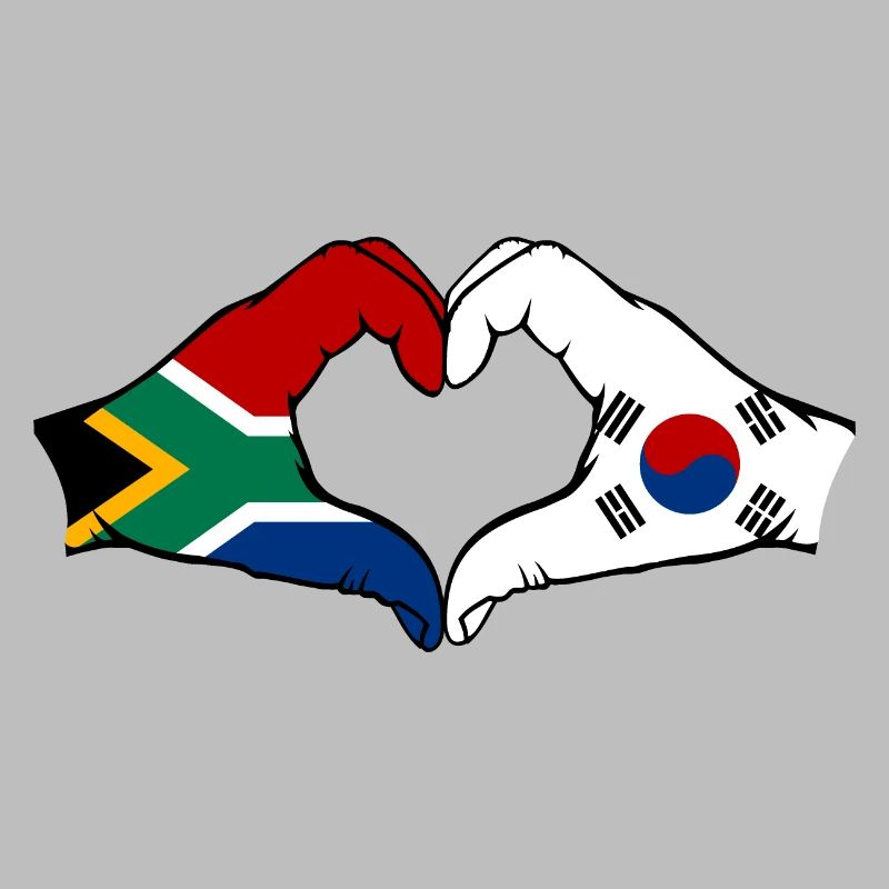 Afrique du Sud Corée du Sud Drapeau Mains Coeur Forme