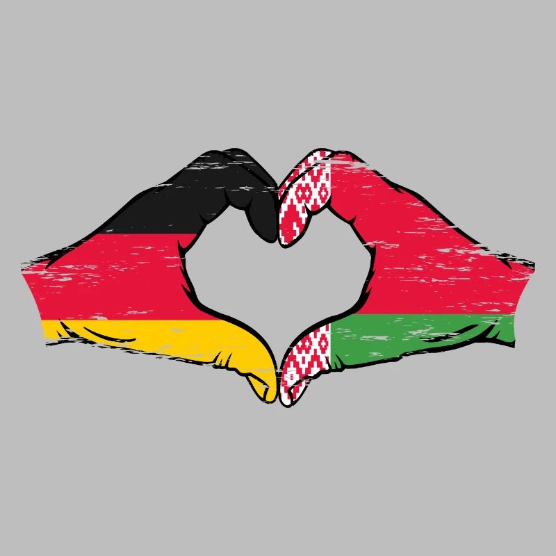 Allemagne Biélorussie drapeau mains forme de coeur utilisé