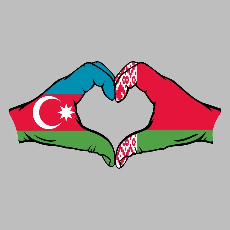 Azerbaïdjan Biélorussie Drapeau Mains Coeur Forme