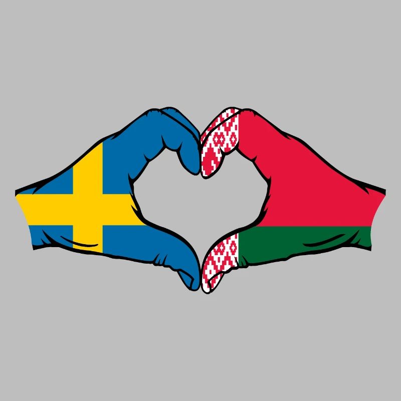 Sweden Belarus Flag Hands Heart Shape