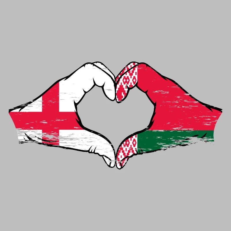 Angleterre Biélorussie drapeau mains forme coeur