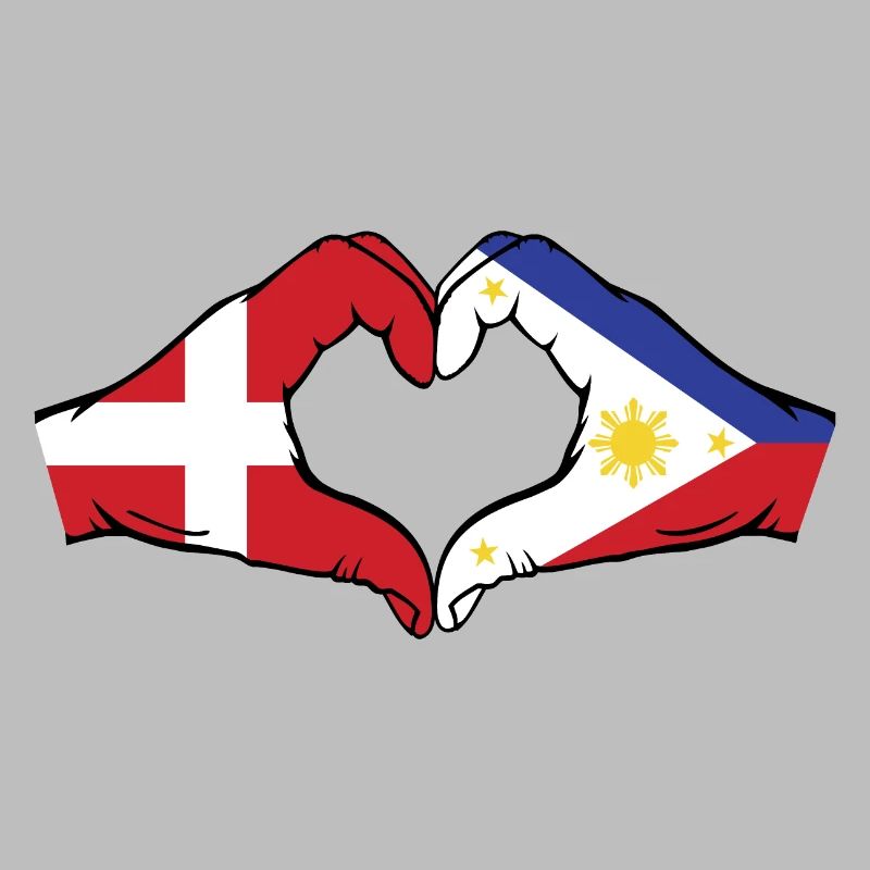 Denmark Philippines Flag Hands Heart Shape