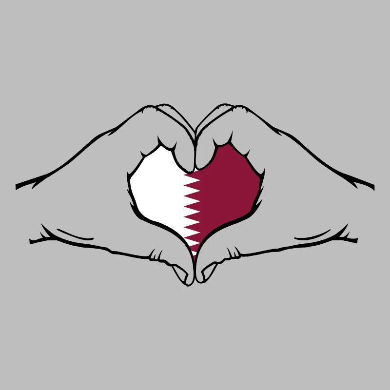 Drapeau du Qatar Mains Forme Coeur