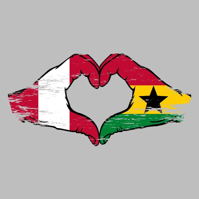 Pérou Ghana drapeau mains forme de coeur utilisé