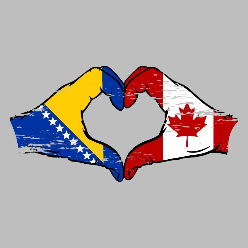 Bosnie Canada drapeau mains forme de coeur utilisé