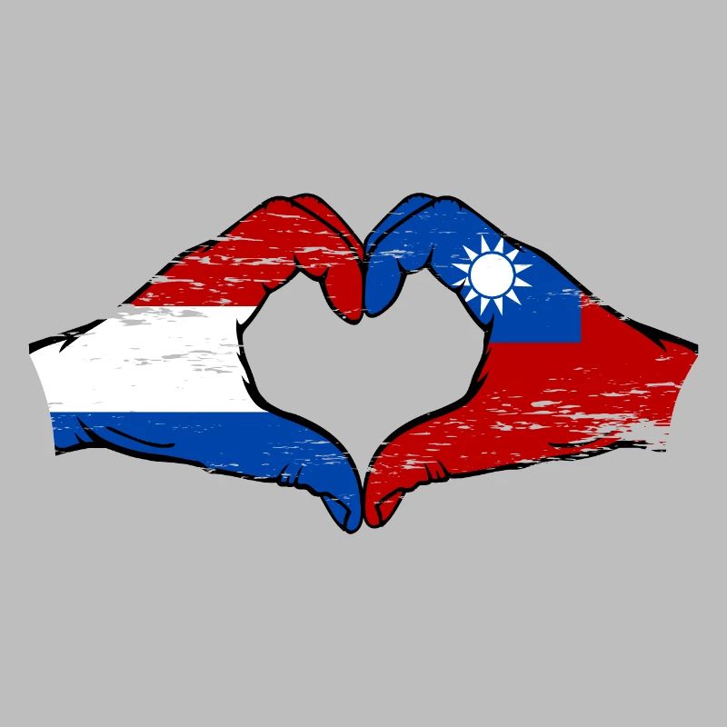 Hollande Taiwan drapeau mains forme de coeur utilisé