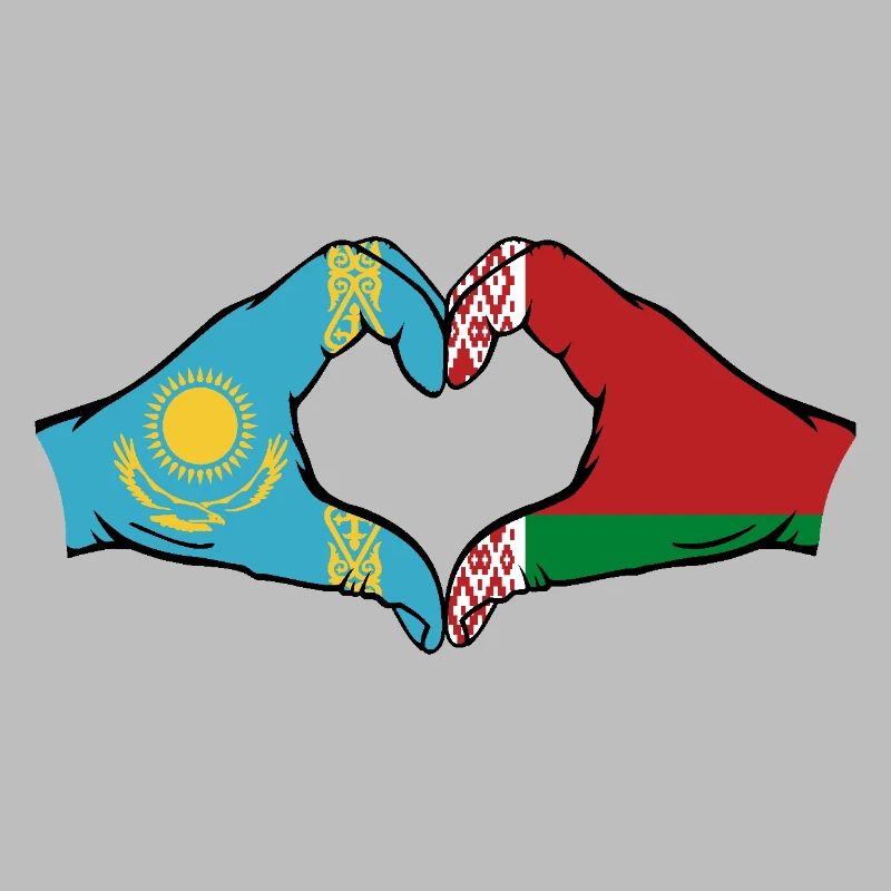 Kazakhstan Biélorussie Drapeau Mains Coeur Forme