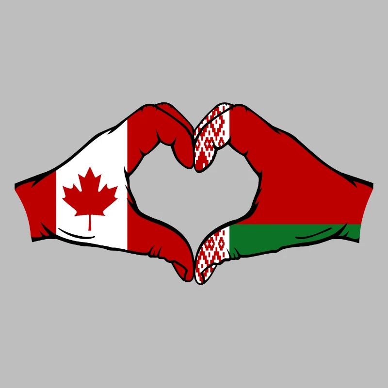 Canada Belarus Flag Hands Heart Shape