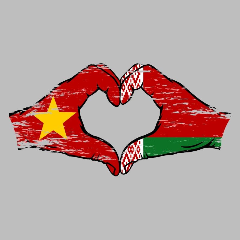 Vietnam Biélorussie Drapeau Mains Coeur Forme Utilisé