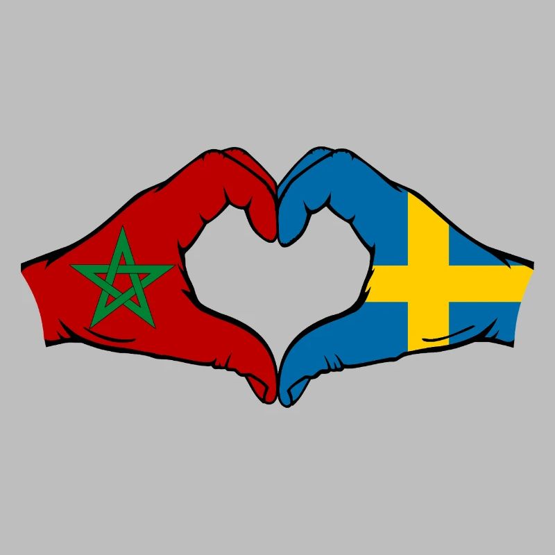 Maroc Suède Drapeau Mains Coeur Forme