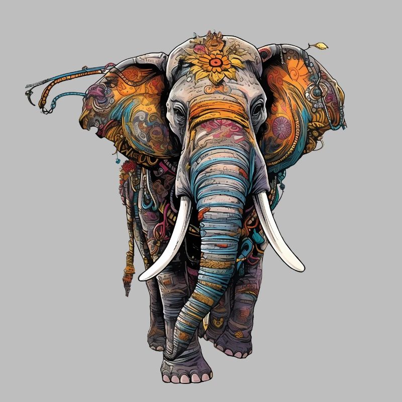 Éléphant coloré dans un style ethno boho