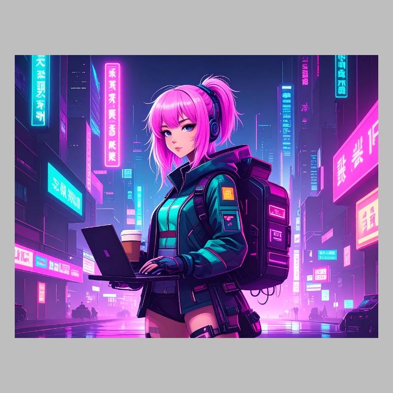 Neon Hacker Girl – Prêt à coder et à conquérir