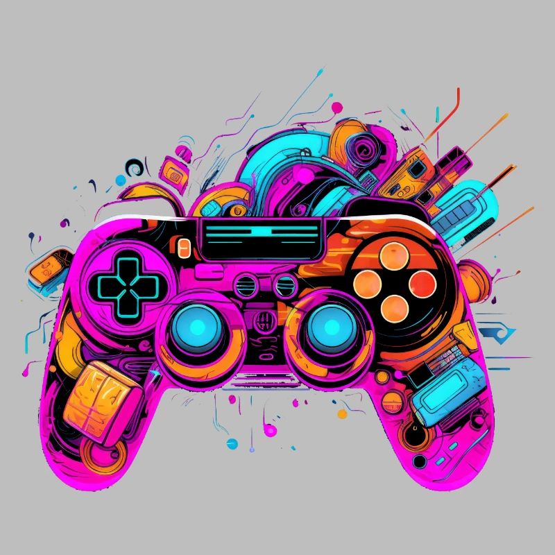 Farbexplosion Controller: Gaming Vibes Art