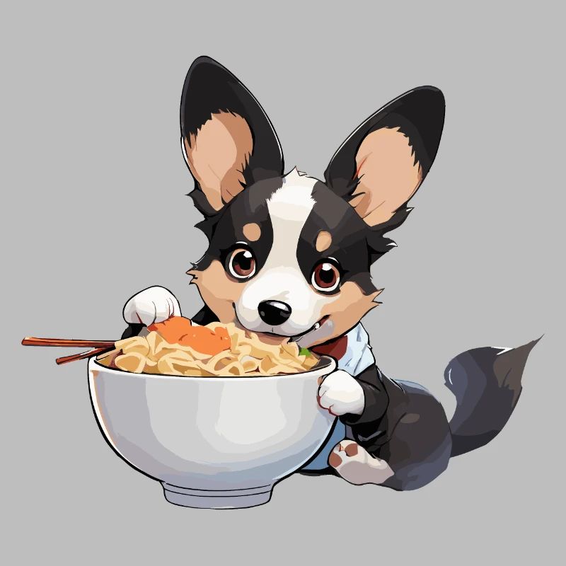 Corgi isst Ramen #3