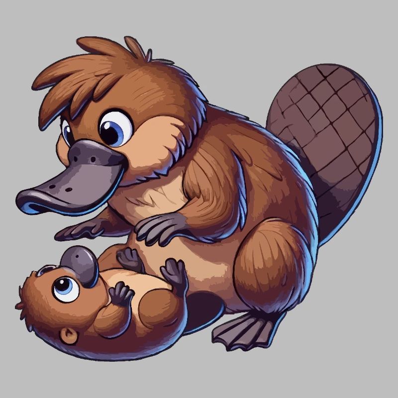 Platypus playing with child
