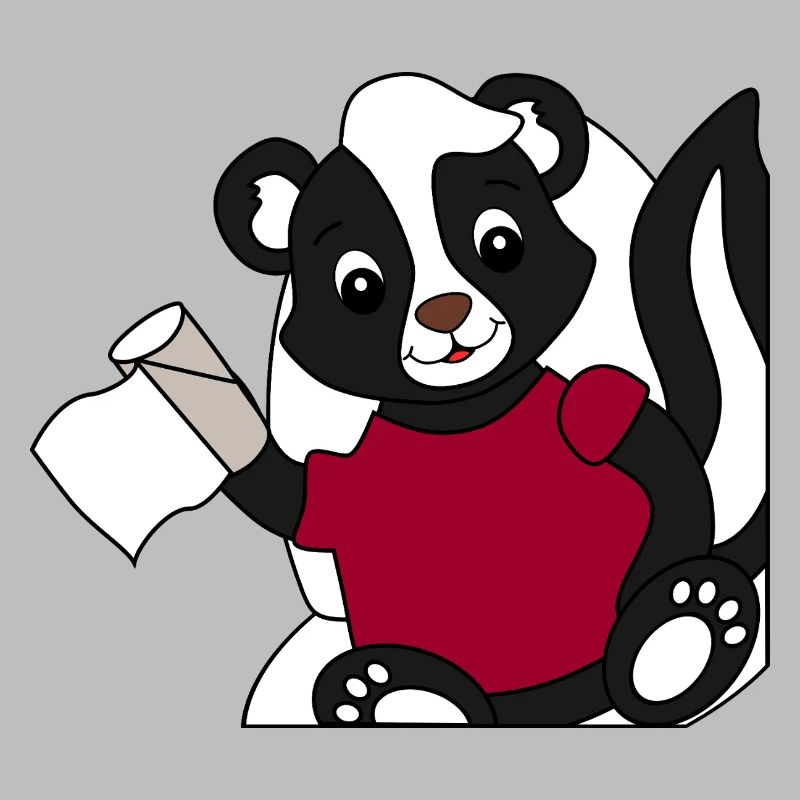 Skunk Pixie on toilet