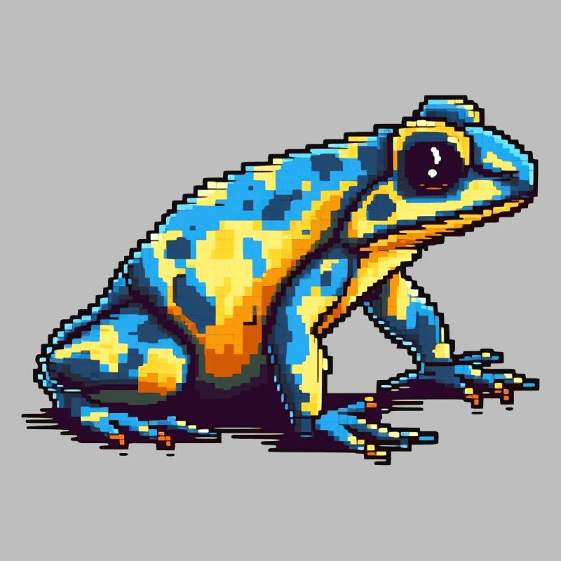 Bunter Pixel 8 Bit Pfeilgiftfrosch