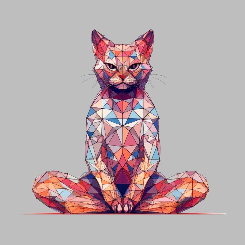 Chat polygonal multicolore