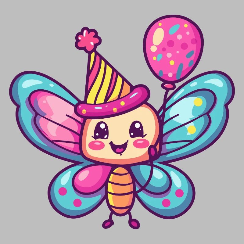papillon anniversaire bande dessinée mignon