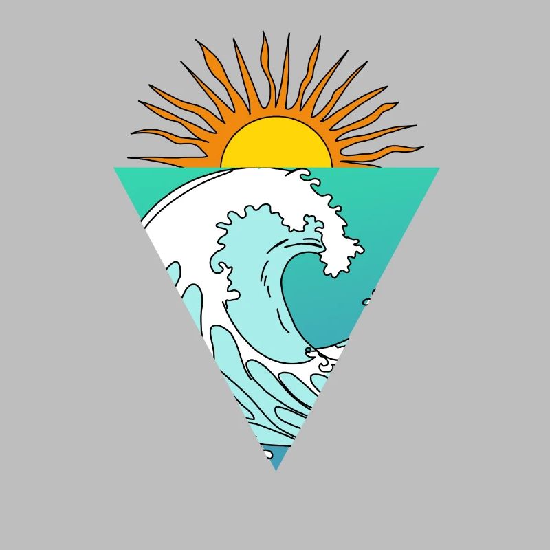 Vague Soleil Mer Triangle Rétro Logo Triangle
