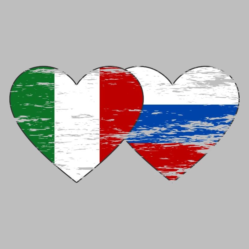 Italie Russie Drapeau Coeur Utilisé