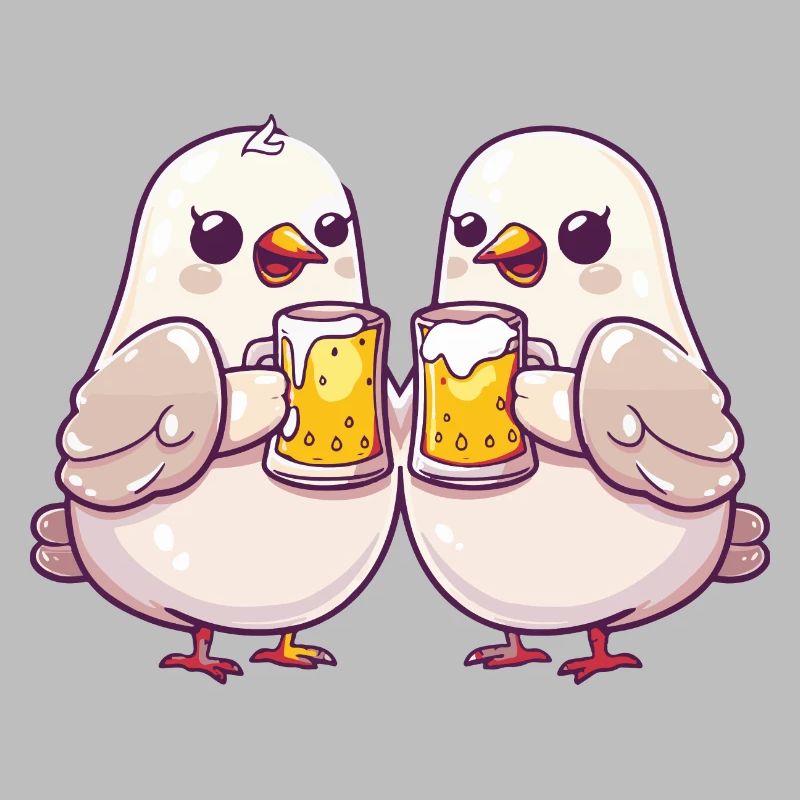 Taube Vogel Comic Bier Party Trinken