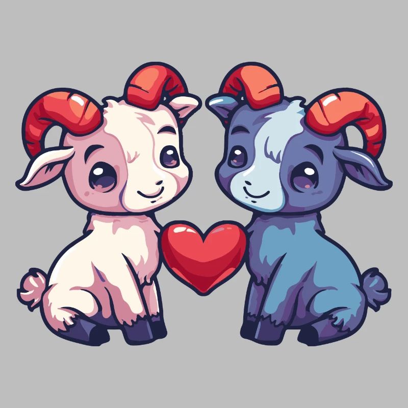 Bergziege Comic Paar Liebe