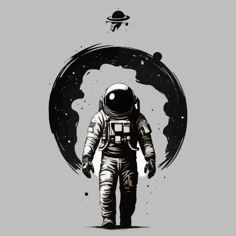 ASTRONAUTE DANS L’ESPACE SORTANT DU TROU NOIR