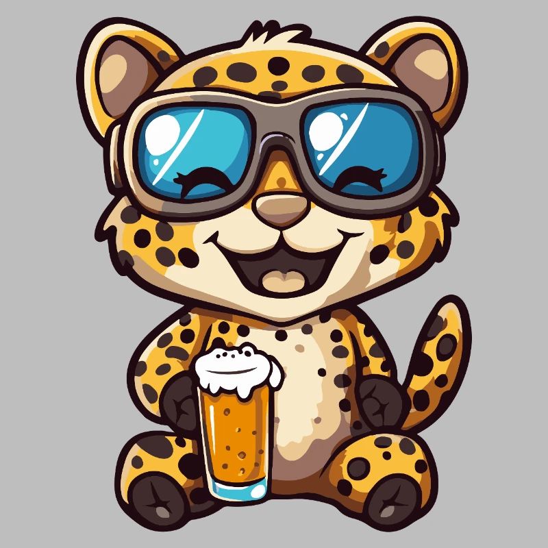 Leopard Apres Ski Bier Comic