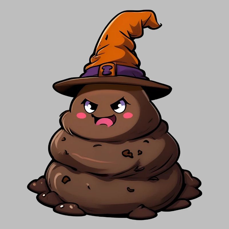 Drôle de tas de caca d’Halloween avec chapeau de sorcière.