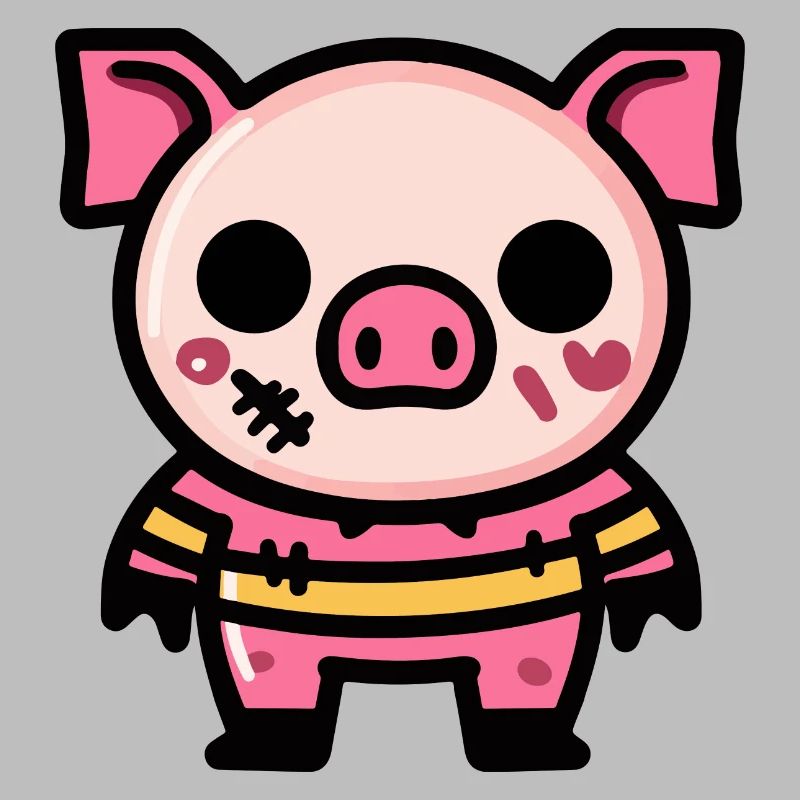 Pig Halloween Comic Zombie