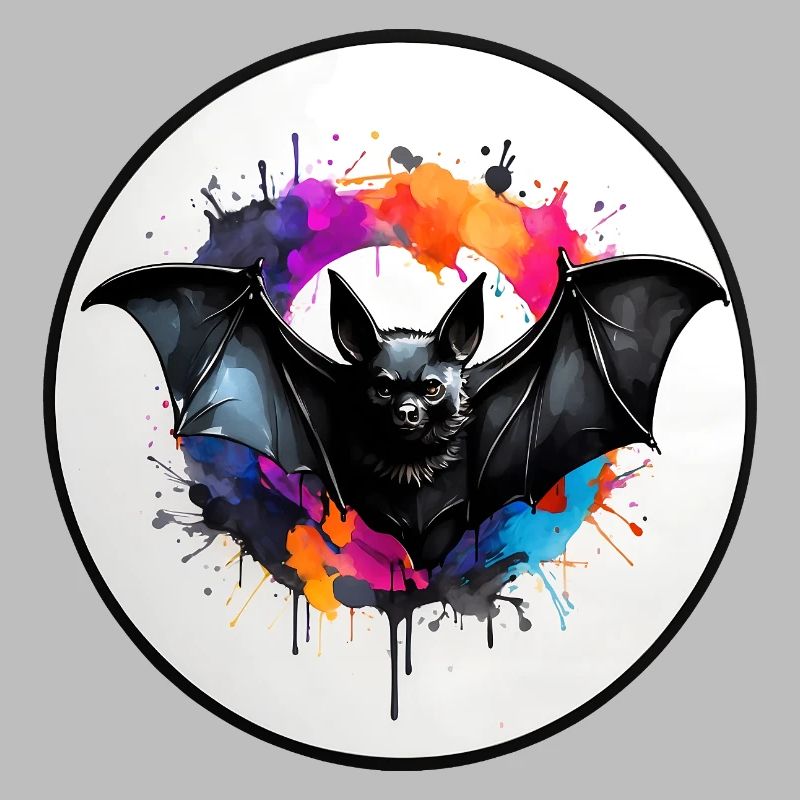 Chauve-souris en technique d’aquarelle dans une zone circulaire