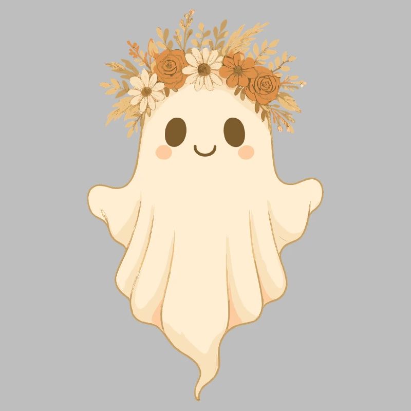 Boho Geist mit Blumenkranz – Süßes Halloween