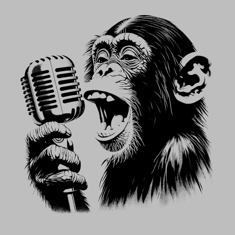 Monkey Orchestra Singer with Vintage Microphone