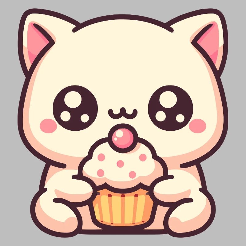 Cute cat with cupcake