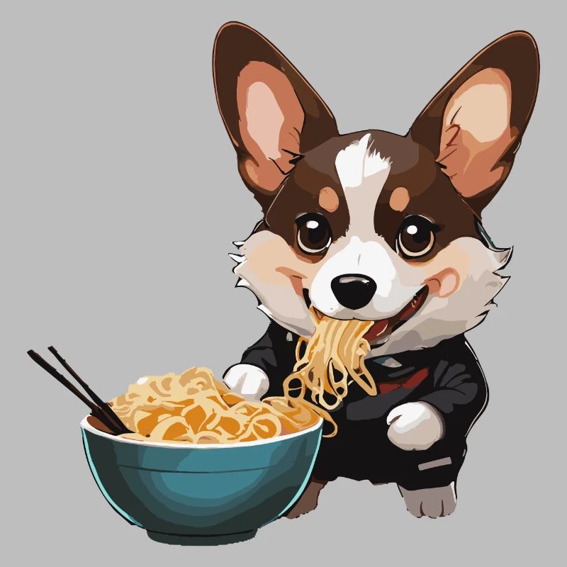 Corgi isst Ramen #2