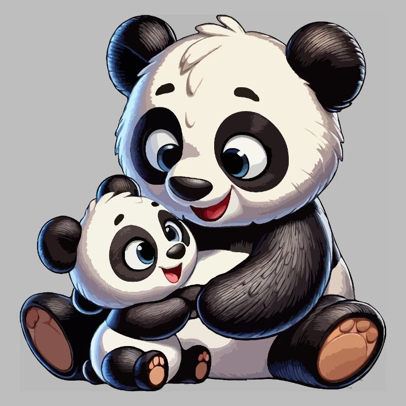 Panda-Mutter mit Kind
