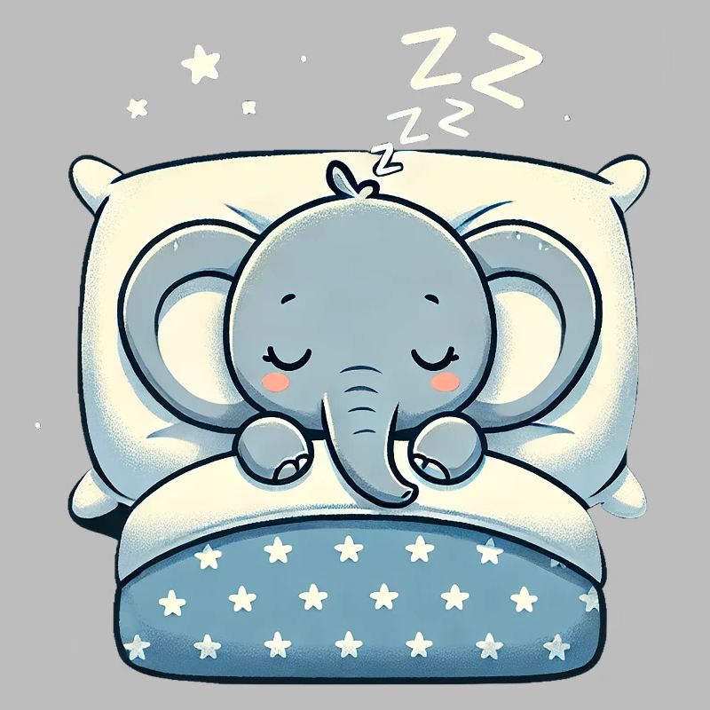 Elefant Sleeping In Bed At Night Time