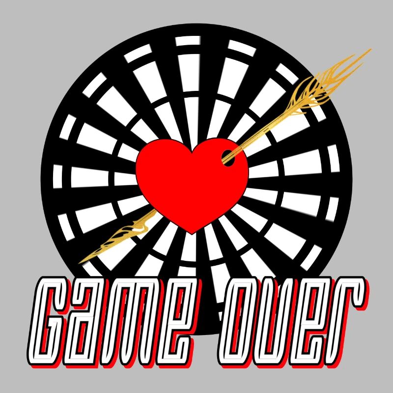 Fléchettes avec flèche dans le cœur Game over