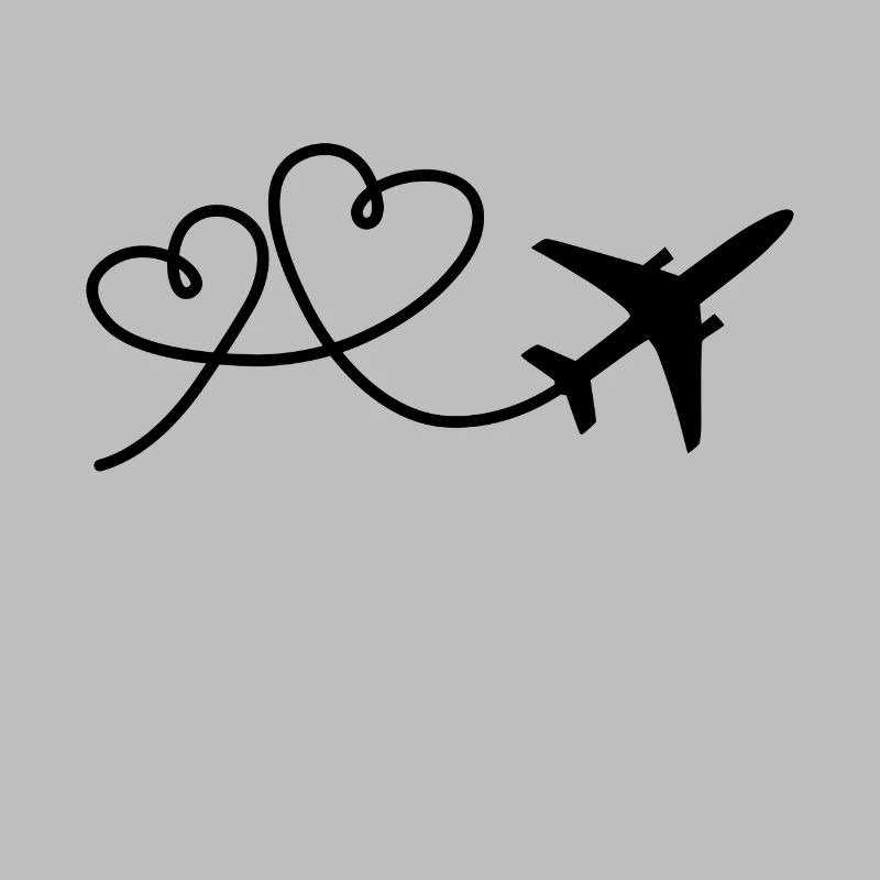 Airplane aviator with heart flying pilot