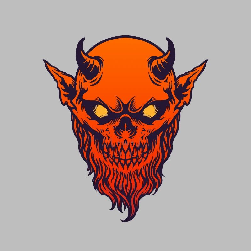 Devil Demon Red with Horn and Beard