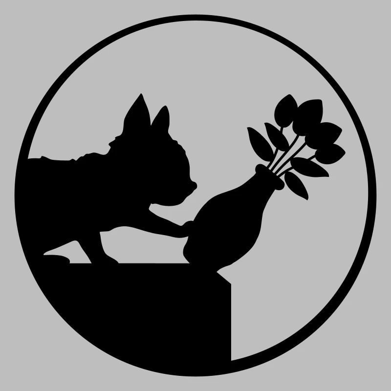 Falls down flower vase cat