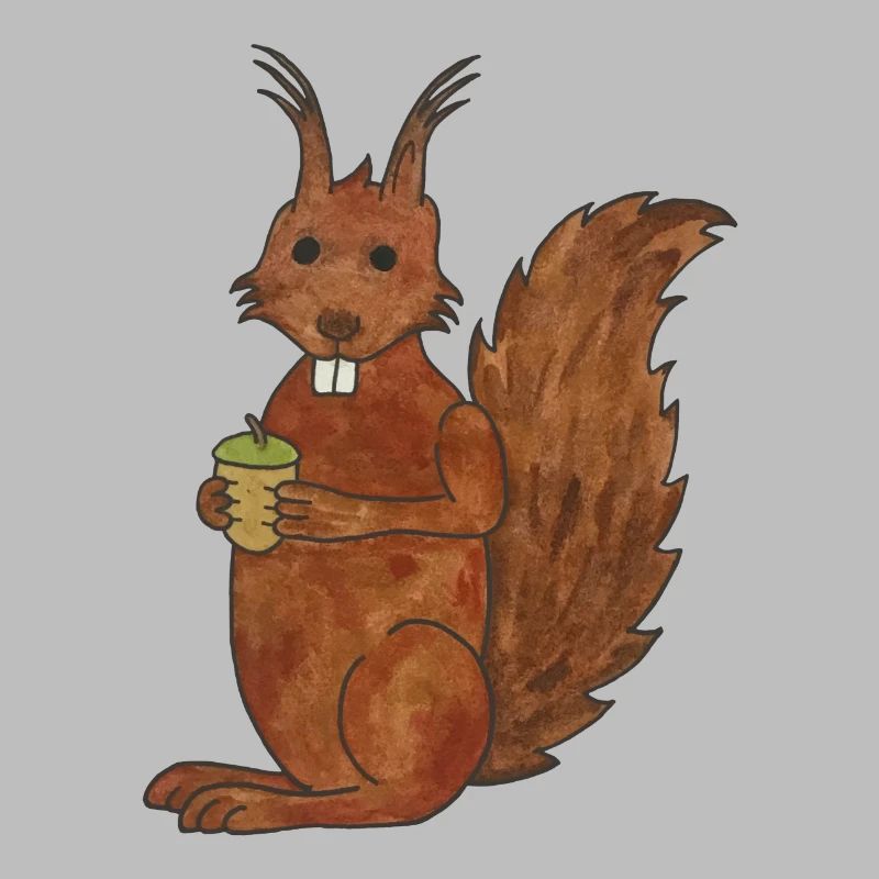 süßes niedliches Eichhörnchen mit Eichennuss