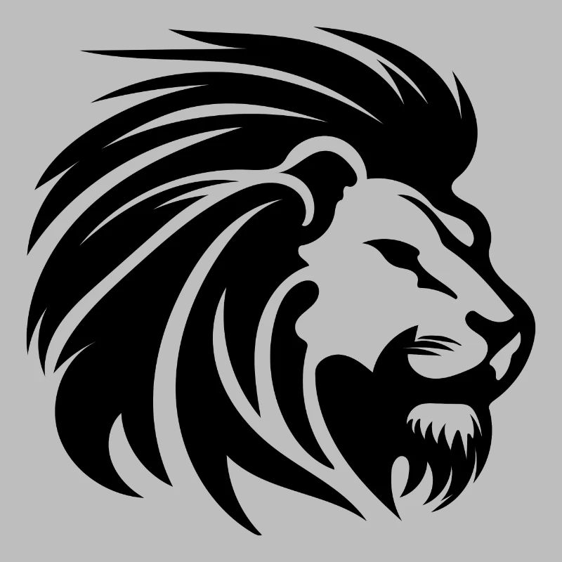 Mighty Lion Head with Mane Tattoo Style