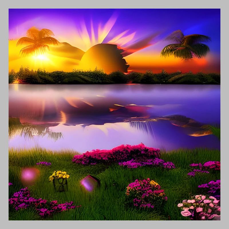 Sun setting over water