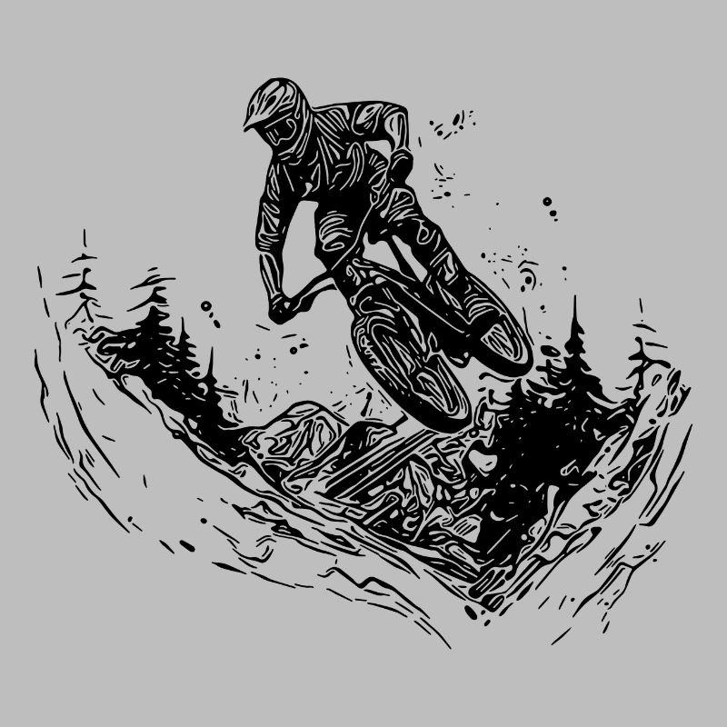 Saut VTT vélo descente en forêt