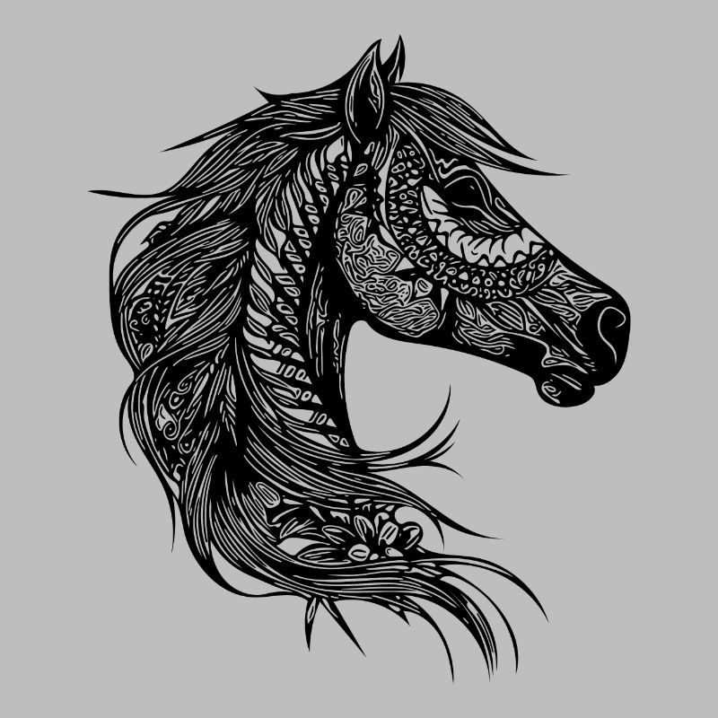 Cheval élégant dans un style de crinière de tatouage élégant